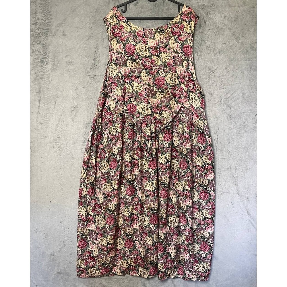 Vintage Bryn Connelly Floral Sundress 2X Plus Cottagecore Button Front Pockets - Picture 5 of 9